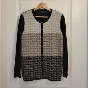 Vintage Soft La Madona Houndstooth Cardigan with Buttons and Side Pockets